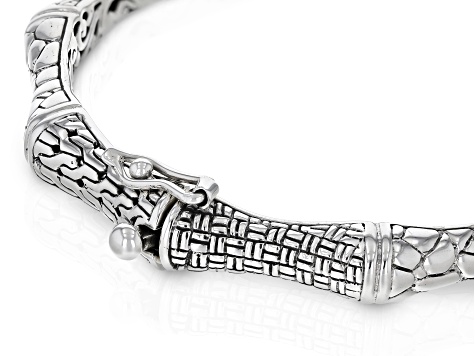 Sterling Silver Textured Detail Bangle Bracelet