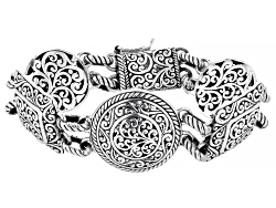 Sterling Silver Scroll Design Station Bracelet
