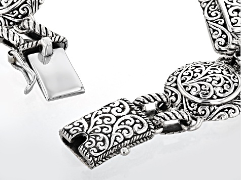 Sterling Silver Scroll Design Station Bracelet