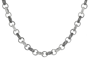 Sterling Silver Scroll & Cable Link Necklace 6.7mm