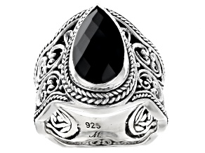 Black Spinel Sterling Silver Solitaire Ring 4.59ct