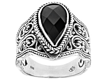 Picture of Black Spinel Sterling Silver Solitaire Ring 4.59ct