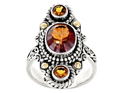 Pear Morganite Color Quartz Doublet Sterling Silver Ring 3.95ct