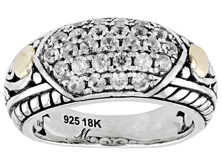 White Zircon Sterling Silver & 18K Gold Accent Ring 1.14ctw