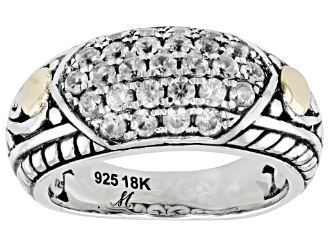 White Zircon Sterling Silver & 18K Gold Accent Ring 1.14ctw