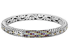 Multi-Gemstone Sterling Silver & 18K Gold Accent Bracelet 1.99ctw