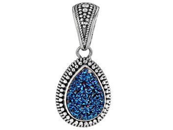 Picture of Titanium Blue Drusy Quartz Sterling Silver Pendant