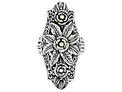 Sterling Silver & 18K Gold Accents Floral Statement Ring
