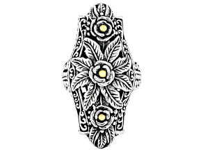 Sterling Silver & 18K Gold Accents Floral Statement Ring