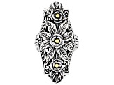 Sterling Silver & 18K Gold Accents Floral Statement Ring