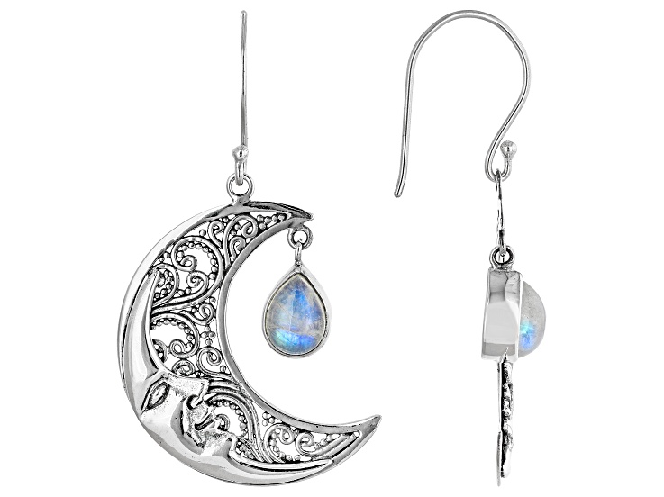 Popular 14 Karat Gold Plated Rainbow Moonstone, Labradorite and Pearl Drop Earring