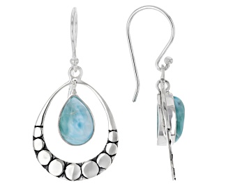 Picture of Larimar Sterling Silver Open Design Earrings 10x7mm