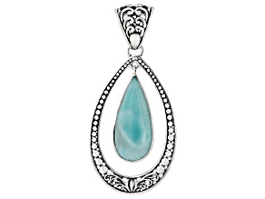 Larimar Sterling Silver Open Design Pendant 21x10mm