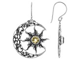 Citrine Sterling Silver Sun & Moon Earrings, 1.88cw