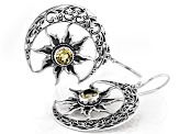Citrine Sterling Silver Sun & Moon Earrings, 1.88cw