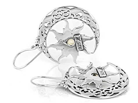 Citrine Sterling Silver Sun & Moon Earrings, 1.88cw