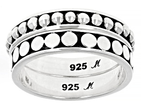 Sterling Silver Jawan Beaded Set of 2 Band Rings
