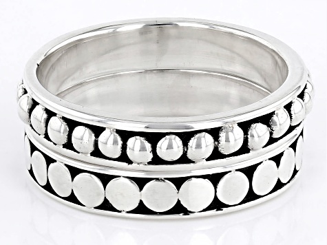 Sterling Silver Jawan Beaded Set of 2 Band Rings - BAL718 | JTV