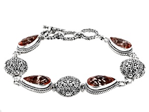 Morganite Color Quartz Doublet Sterling Silver Station Bracelet 15.80ctw