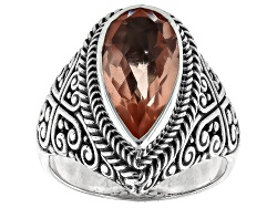 Pear Morganite Color Quartz Doublet Sterling Silver Ring 3.95ct