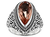 Pear Morganite Color Quartz Doublet Sterling Silver Ring 3.95ct