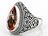 Pear Morganite Color Quartz Doublet Sterling Silver Ring 3.95ct