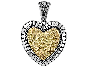 Sterling Silver & 18K Gold Accents Jawan Beaded Heart Enhancer Pendant