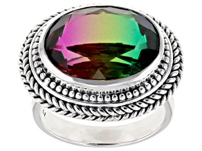 Watermelon Quartz Triplet Sterling Silver Ring 8.20ct