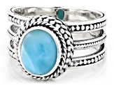 Larimar Sterling Silver Solitaire Ring 10x8mm