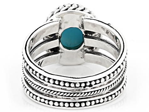 Larimar Sterling Silver Solitaire Ring 10x8mm