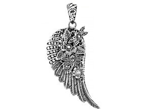 Angel Wing & Dragonfly Garden Motif Sterling Silver Pendant