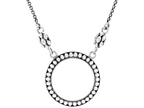 Sterling Silver 1.5mm 18" Necklace With 22mm Textured Center Circle