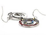 23mm Sterling Silver With 18K Yellow Gold Accent Coral & Abalone Shell Inlay Earrings