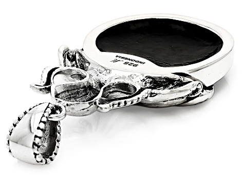 Smoky Brown Mother-of-Pearl Octopus Sterling Silver Pendant 18mm