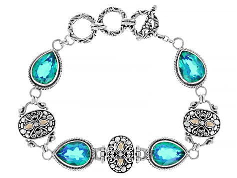 Judith Ripka Lab Blue Quartz With Cubic Zirconia Rhodium