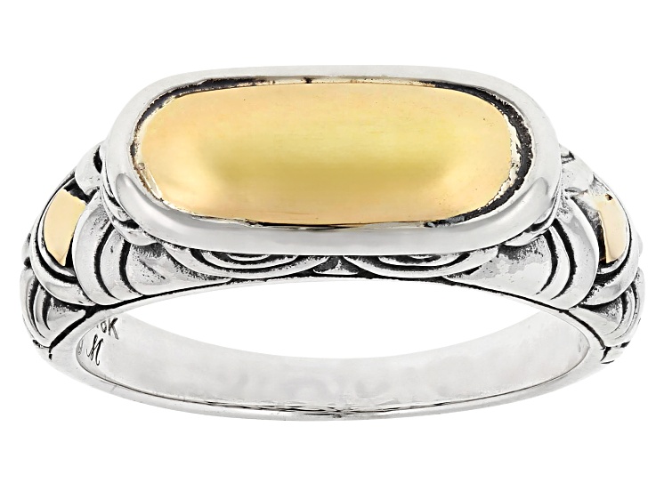 Sterling Silver & 18K Yellow Gold Scallop Patterned Ring