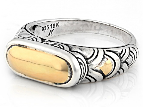 Sterling Silver & 18K Yellow Gold Scallop Patterned Ring