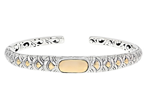 Sterling Silver & 18K Yellow Gold Scallop Patterned Cuff Bracelet