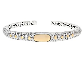 Sterling Silver & 18K Yellow Gold Scallop Patterned Cuff Bracelet