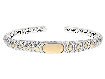 Picture of Sterling Silver & 18K Yellow Gold Scallop Patterned Cuff Bracelet