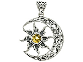 Citrine Sterling Silver Sun & Moon Pendant, 0.90ct