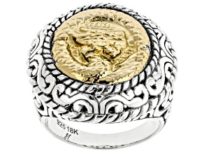 Sterling Silver & 18K Gold Balinese Dragon Motif Ring