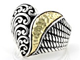 Sterling Silver & 18K Gold Scrollwork Heart Ring