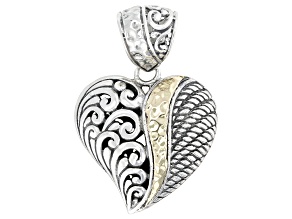 Sterling Silver & 18K Gold Scrollwork Heart Pendant