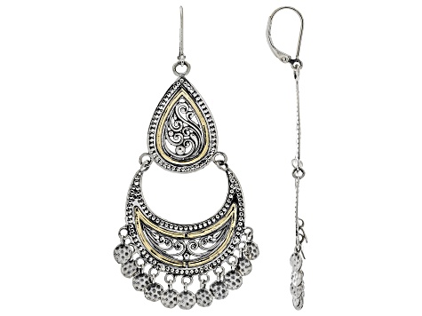 Sterling Silver & 18K Gold Double Tier Chandelier Earrings