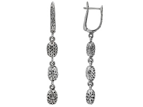 Sterling Silver Triple Beaded Dangle Earrings