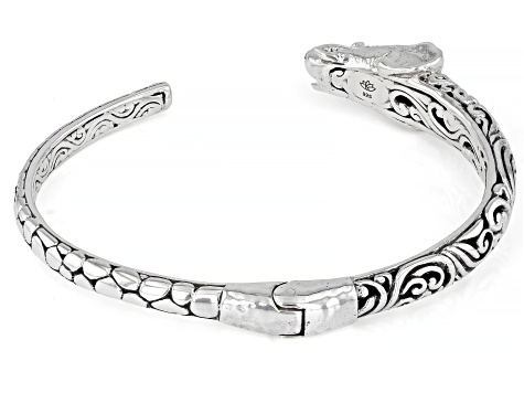 Chrome Diopside Sterling Silver Elephant Head Motif Bangle