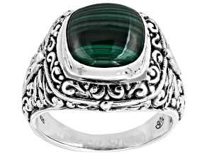 Malachite Sterling Silver Dragonfly Ring, 10mm
