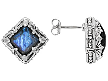 Picture of Labradorite Sterling Silver Square Earrings, 8x8mm