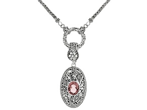 Morganite Color Quartz Triplet Silver 20" Necklace With Removable Enhancer Pendant 3.40ct